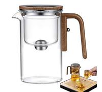 Generic Teiera da stregoneria da 520 ml, teiera in vetro incantato con manico in legno, separazione intelligente dell'acqua, trasparente