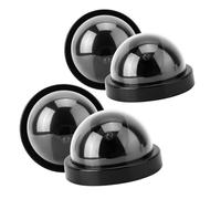 Generic Telecamera Fittizia a Cupola Simulazione CCTV Telecamera di Sicurezza Finta con Luce LED Lampeggiante per Supermercati e Magazzini Set di 4 Pezzi in Plastica Durevole (BLACK)