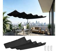 Generic Tenda da Sole per Balcone 100x400cm Frangivento Retrattile a Onda,230g/m² Tenda Parasole Impermeabile in Tessuto Oxford,Schermo Privacy per Ringhiera e Ringhiere,Nero