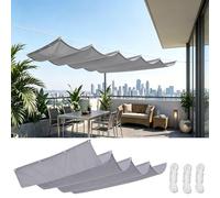 Generic Tenda da Sole per Balcone 120x400cm Frangivento Retrattile a Onda,230g/m² Tenda Parasole Impermeabile in Tessuto Oxford,Schermo Privacy per Ringhiera e Ringhiere,Grigio