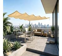 Generic Tenda da Sole Scorrevole per Balcone 120x300cm Tenda Parasole Retrattile e Pieghevole a Onda,Tessuto Oxford Spesso 230g/m² Alta Densità,Dissipazione del Calore per Ringhiera,Sabbia