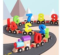 Generic Treno con Numeri in Legno, Giocattolo Educativo per il Riconoscimento dei Colori, Giocattolo Educativo per Bambini da 0 a 9, Set di Blocchi in Legno per Bambini, Pista per lo Sviluppo