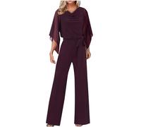 Generic Tuta Donna Estiva Elegante Larghe Due Pezzi Offerta Trasparente Stampa Vita Alta a Gamba Larga Cerimonia Curvy