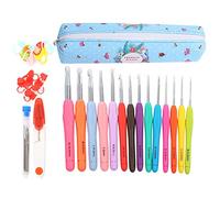 Generic Uncinetti Extra Lunghi in Alluminio con Manico Morbido Accessori per Maglieria per Tessitura Artigianale, "Set di Forbici blu" 14 Pezzi 2"-10" Modello All'uncinetto per Maglione Fai da Te