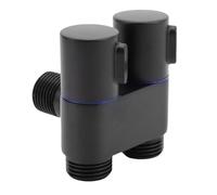 Generic Valvola Angolare, 1 in 2 Valvola a Doppio Controllo, G1/2 Valvole di Arresto in Ottone per Lavaggio per Lavatrice, Accessori del Rubinetto Spruzzatore di Dimora (BLACK)