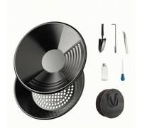 Generic Vaschetta per l'oro Robusto Attrezzatura | Resisn Ruggine, Piatto da Cercatore D'oro con Setaccio, Professionale, per Fiume, All'aperto, Nero, Set Da 8 Pezzi B
