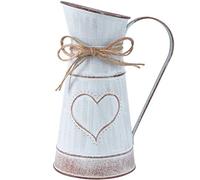 Generic Vaso da Fiori Vintage in Ferro, Vaso da Fiori Rustico, Secchiello in Metallo con Stile Rustico Antico per la Decorazione da Tavolo (a forma di cuore (piccolo D10X21H)