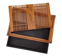 Generic Vassoio da tè Semplice in Legno Resistente con Motivo a Orchidee Inciso e Drenaggio per gli Appassionati di tè a Casa 28x43 Cm (Orchidea Gialla)