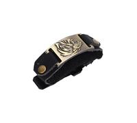 Generic Versatile Tracolla per Chitarra con Rivetti in Metallo e Pelle PU per Ridurre Al Minimo il Feedback Nelle Chitarre a 6/7 Corde e Vari Tipi di Bassi (Leone Nero)
