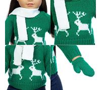 Generic Vestiti Invernali per Bambole Abiti Caldi Maglione Pantaloni Sciarpa per Bambole da 16-18 Pollici Materiale Peluche (GREEN)