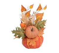 Generic Zucca Decorativa Finta Zucca di Schiuma con Foglie D'Acero Ornamentali Centrotavola Autunnale Realistica Adatta a Decorazione Autunno Mensola Ingresso, Style D