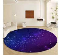 Generico Ø 100 cm Rotondo Tappeto Arte Celeste Cielo Stellato, Tappeti Antiscivolo e Lavabile Viola, Pelo Corto Morbido Tappeto per Camera da Letto Soggiorno Stanza dei Giochi Decorazione Casa