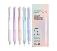Generico 0.5mm Fine Point Smooth Writing Pens | Retractable Gel Pens 5 Pack | Quick Dry Black Ink Morandi Aesthetic Ṕens, Cute Heart Pattern Decorative Stationary For Journaling Note Taking School