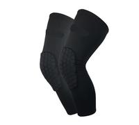 Generico 1/2 Pezzi Maniche al Ginocchio da Basket a Nido d'Ape Calcio tutore Lungo Supporto Compressione Palestra Scaldamuscoli Cuscinetti Sportivi(Black-2pcs,Blue)