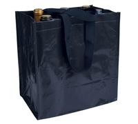 Generico 1/3/5 pezzi Borsa Porta Bottiglie in PP Laminato, 6 Scomparti, Manici a Nastro, Nero 3 colori (5, blu)
