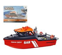 Generico 1/32 Scala RC Barca per Adulti, 2.4G Mini RC Rescue Boat Model Kit per Piscina, fiumi, Laghi, per Adulti, Versione RTR,Black And Red