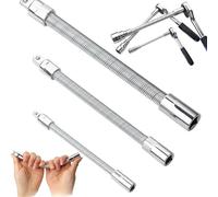 Generico 1/4" 3/8" 1/2" Drive Flexible Shaft Extension Set, Universal Socket Extender for Manual Ratchet Wrench, Flexible Wrench Extension Bar for Tight Reach Spaces (Silver)