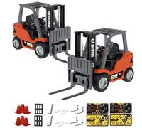 Generico 1/64 Mini RC Forklift, Remote Control Forklift for Adults, Real Simulation Lifting with Removable Hook And Metal Fork, Bluetooth Remote APP Control, for Car Enthusiasts (2pcs,Orange)