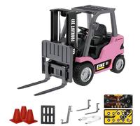 Generico 1/64 Mini RC Forklift, Remote Control Forklift for Adults, Real Simulation Lifting with Removable Hook And Metal Fork, Bluetooth Remote APP Control, for Car Enthusiasts (1pcs,Pink)