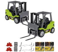 Generico 1/64 Mini RC Forklift, Remote Control Forklift for Adults, Real Simulation Lifting with Removable Hook And Metal Fork, Bluetooth Remote APP Control, for Car Enthusiasts (2pcs,Green)