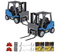 Generico 1/64 Mini RC Forklift, Remote Control Forklift for Adults, Real Simulation Lifting with Removable Hook And Metal Fork, Bluetooth Remote APP Control, for Car Enthusiasts (2pcs,Blue)