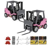 Generico 1/64 Mini RC Forklift, Remote Control Forklift for Adults, Real Simulation Lifting with Removable Hook And Metal Fork, Bluetooth Remote APP Control, for Car Enthusiasts (2pcs,Pink)