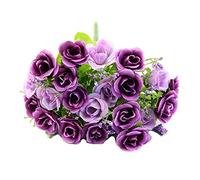 Generico 1 Bouquet 21 Teste Rose Artificiali da Sposa Decorazioni per Feste di Nozze Fiori Finti - Viola creativi e utiliTrattamento Professionale