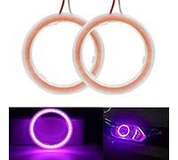 Generico 1 coppia di lampadine LED COB 70 mm 60SMD COB con copertura per fari auto, anello alogenuro, luci DRL, decorazione DC 12 V M (70 mm, rosa)