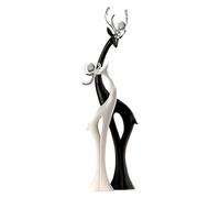 Genérico 1 Coppia di Statue di Cervo per Decorazioni Moderne, Statuine di Lusso in Bianco E Nero, Statue Astratte di Cervo per Il Soggiorno E L'ingresso,Large