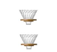 Generico 1 filtro gocciolatore for caffè in vetro, cono versato sopra con supporto in bambù(Large)