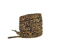 Generico 1 paio di stringhe for scarpe con stampa leopardata e texture Burst Crack - Stringhe piatti in poliestere da 120/140/160 cm for donne e uomini(Yellow black,120cm)