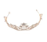 Generico 1 Pc di fascia a stella barrette fermacapelli nuziale accessori per matrimoni vigilia tiara con stella d'oro dea per la sposa tiara delle fate cristallo Golden