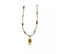 generico 1 Pezzo Collana con Perle Fatto a Mano Irregolare - Catena di Maglione Apilabile con Pietra di Occhio di Tigre