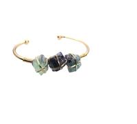 Generico 1 pz Bracciale in pietra grezza di cristallo rosa ametista naturale intrecciato a mano accessorio aperto(Colorfulfluorite)