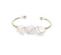 Generico 1 pz Bracciale in pietra grezza di cristallo rosa ametista naturale intrecciato a mano accessorio aperto(Crystal)