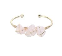Generico 1 pz Bracciale in pietra grezza di cristallo rosa ametista naturale intrecciato a mano accessorio aperto(Pink)