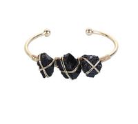 Generico 1 pz Bracciale in pietra grezza di cristallo rosa ametista naturale intrecciato a mano accessorio aperto(BlackTourmaline)