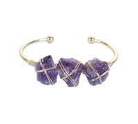 Generico 1 pz Bracciale in pietra grezza di cristallo rosa ametista naturale intrecciato a mano accessorio aperto(Amethyst)