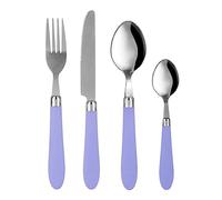 Generico 1 - Set di 24 posate 18/0 lisce, blu cipria, acciaio inox ABS
