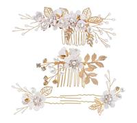 Generico 1 Set Pettine Forcine Floreali Sei Lato Forcine Da Sposa Della Sposa Accessori Per Da Sposa Per Le Donne Gemme Per Intrecciatura Fiori Bianca Strass