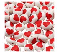 Generico 10/20/30 Pz 12mm Rosso Amore Cuore Perline di Argilla Polimerica Forma di Lenticchie Perline Del Distanziatore Per Il Braccialetto Fai Da Te giorno di San Valentino Che Fanno(30pcs)