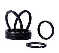 Generico 10/20 Pezzi Portachiavi in Metallo Nero Anello Piatto Diviso(45mm,10PCS)