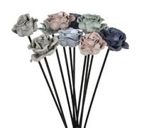 Generico 10 Bastoncini di diffusore fragranze in Pelle, Velluto, Blu e Grigio, con Fiori, in Rattan, Senza Fuoco, Fai da Te, Ornamenti, Decorazioni for la casa per Diffusori- Spa-Aromaterapia