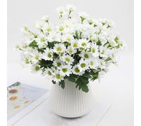 Generico 10 Bundles Funsdecor Artificial Mums,Artificial Outdoor Sunset Mums Flowers,Rainproof Lifelike Artificial Flowers Outdoor Planters for Porch Garden & Yard Decor (White)