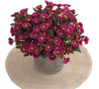 Generico 10 Bundles Funsdecor Artificial Mums,Artificial Outdoor Sunset Mums Flowers,Rainproof Lifelike Artificial Flowers Outdoor Planters for Porch Garden & Yard Decor (red)