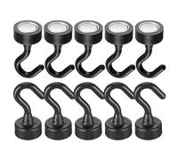 Generico 10-Pack Magnetic Hooks Wall Hanger Heavy Duty ABS Metal Key Tool Towel Wreath Holder Strong Magnet Fridge Locker Indoor Outdoor Organization 3.47x1.6cm Easy Install Reliable