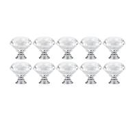 Generico 10 pezzi/set 30 mm a forma di diamante design pomelli in cristallo for cassettiera, maniglie for armadietti da cucina, maniglie for guardaroba