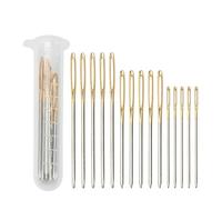 Generico 10 pezzi/set di ferri da maglia in acciaio inossidabile smussati a cruna grande, aghi cucito in pelle, utensili manuali(Needles Set F)