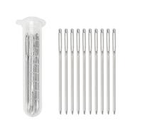 Generico 10 pezzi/set di ferri da maglia in acciaio inossidabile smussati a cruna grande, aghi cucito in pelle, utensili manuali(Needles Set C)