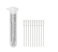 Generico 10 pezzi/set di ferri da maglia in acciaio inossidabile smussati a cruna grande, aghi cucito in pelle, utensili manuali(Needles Set A)